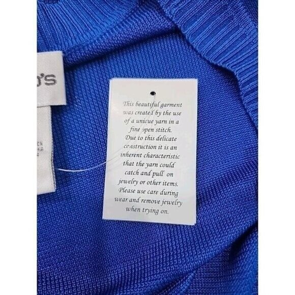 Chico’s Sweater Blue Ombre V-neck Slinky Knit Pullover NWT Women's Large - Picture 8 of 10